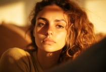 woman reflecting sunrise